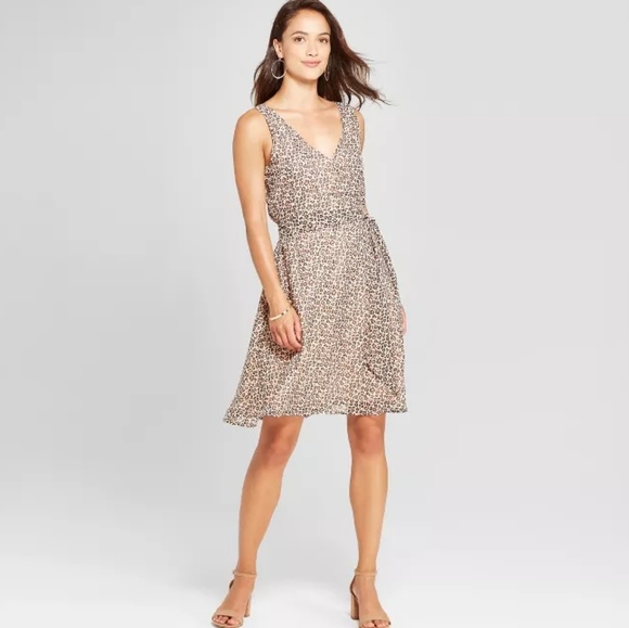 SALE A New Day Leopard Print Tie Waist Dress - Picture 2 of 7